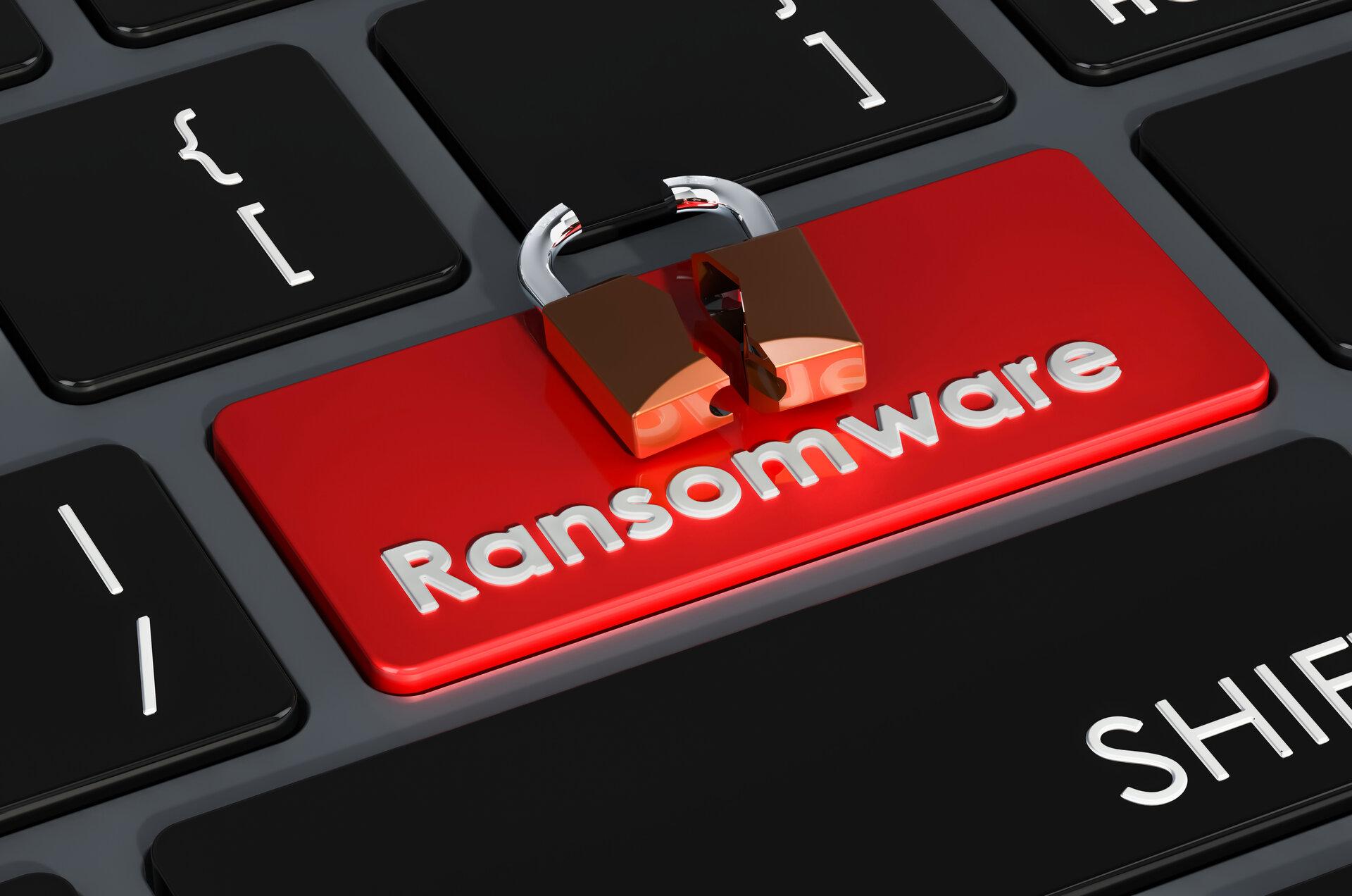 Ransomware rote Taste auf der Tastatur