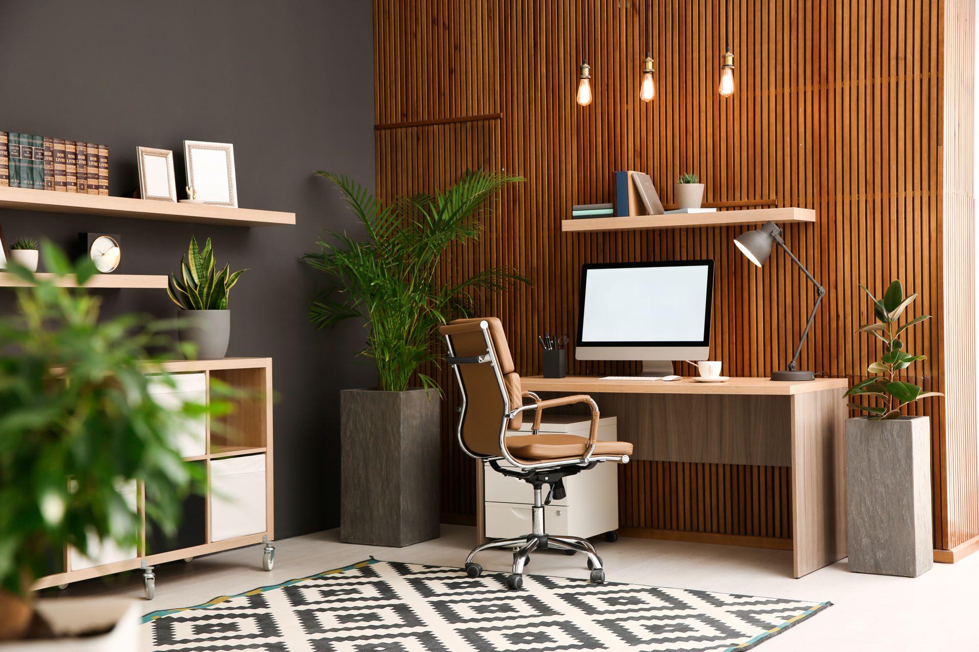 Home Office Büro mit Wandpaneel