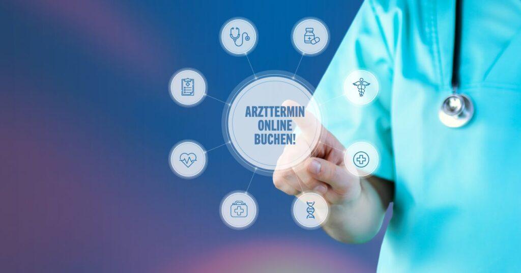 Arzt mit digitalem Interface zur Online-Terminvergabe in einer modernen Praxis fuer oralchirurgie essen