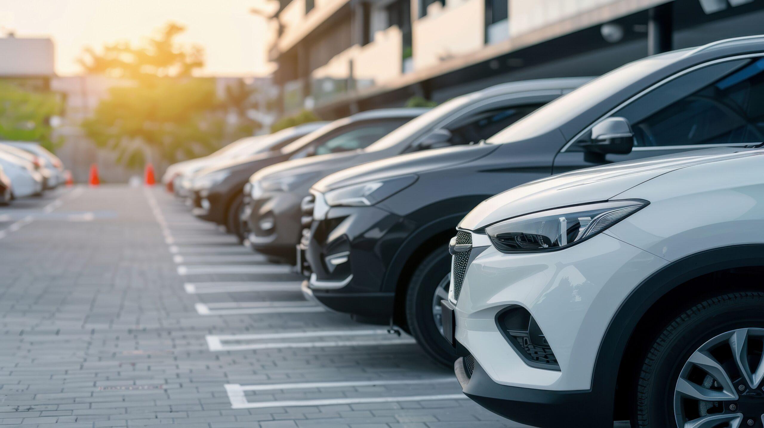 Strukturierte Parkplatz-Bodenmarkierung auf einer gewerblichen Fläche mit sicheren Stellplätzen