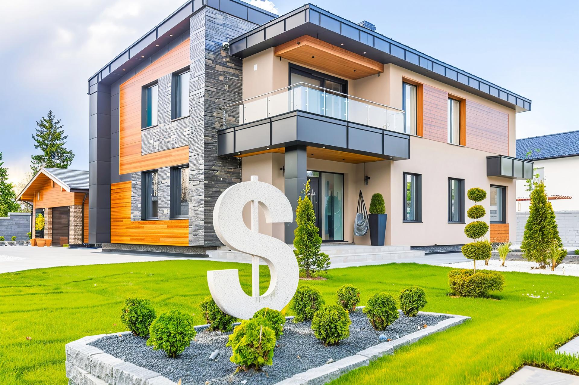 Moderne Immobilie mit Wertsymbol | Immobilien Ertragswertverfahren
