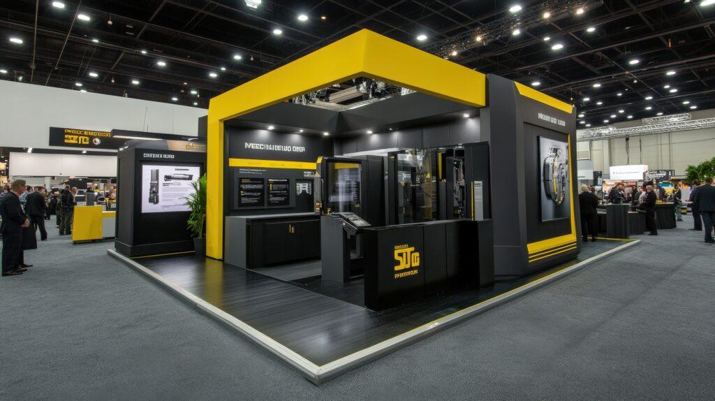 Modularer Technikstand mit Systemelementen | Messewand faltbar