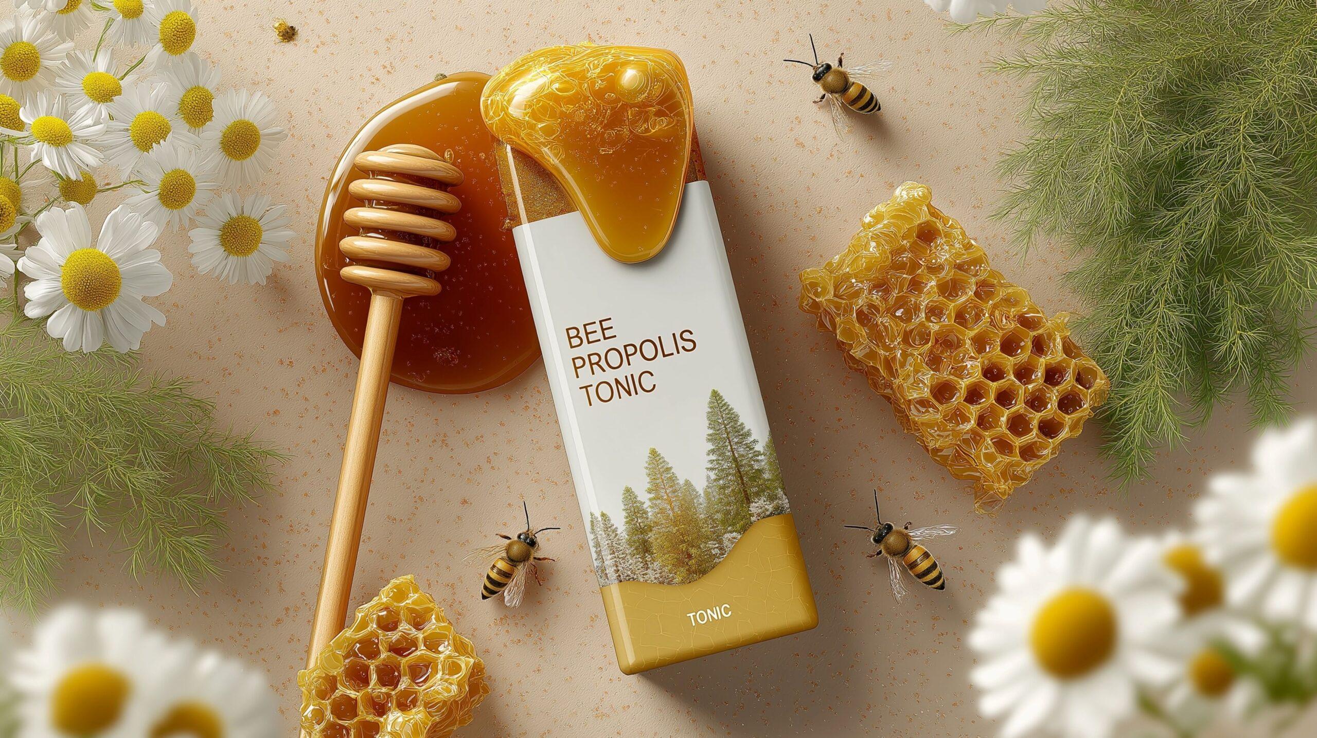 Propolis-Tonic mit Honig, Bienen und Blüten