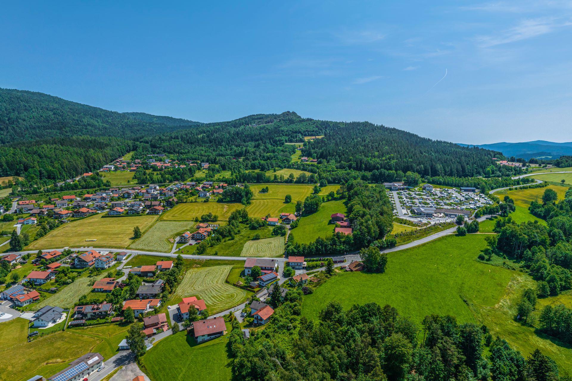 Luftaufnahme von Landschaft im Bayerischen Wald