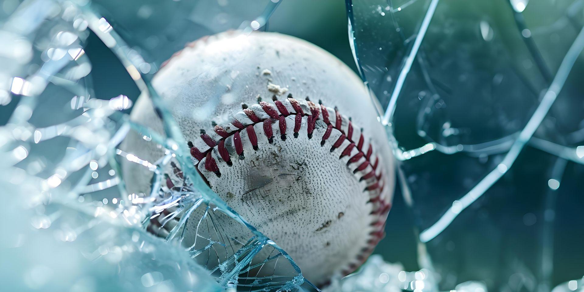 Baseball durchschlaegt Fensterscheibe mit Einbruchschutzfolie