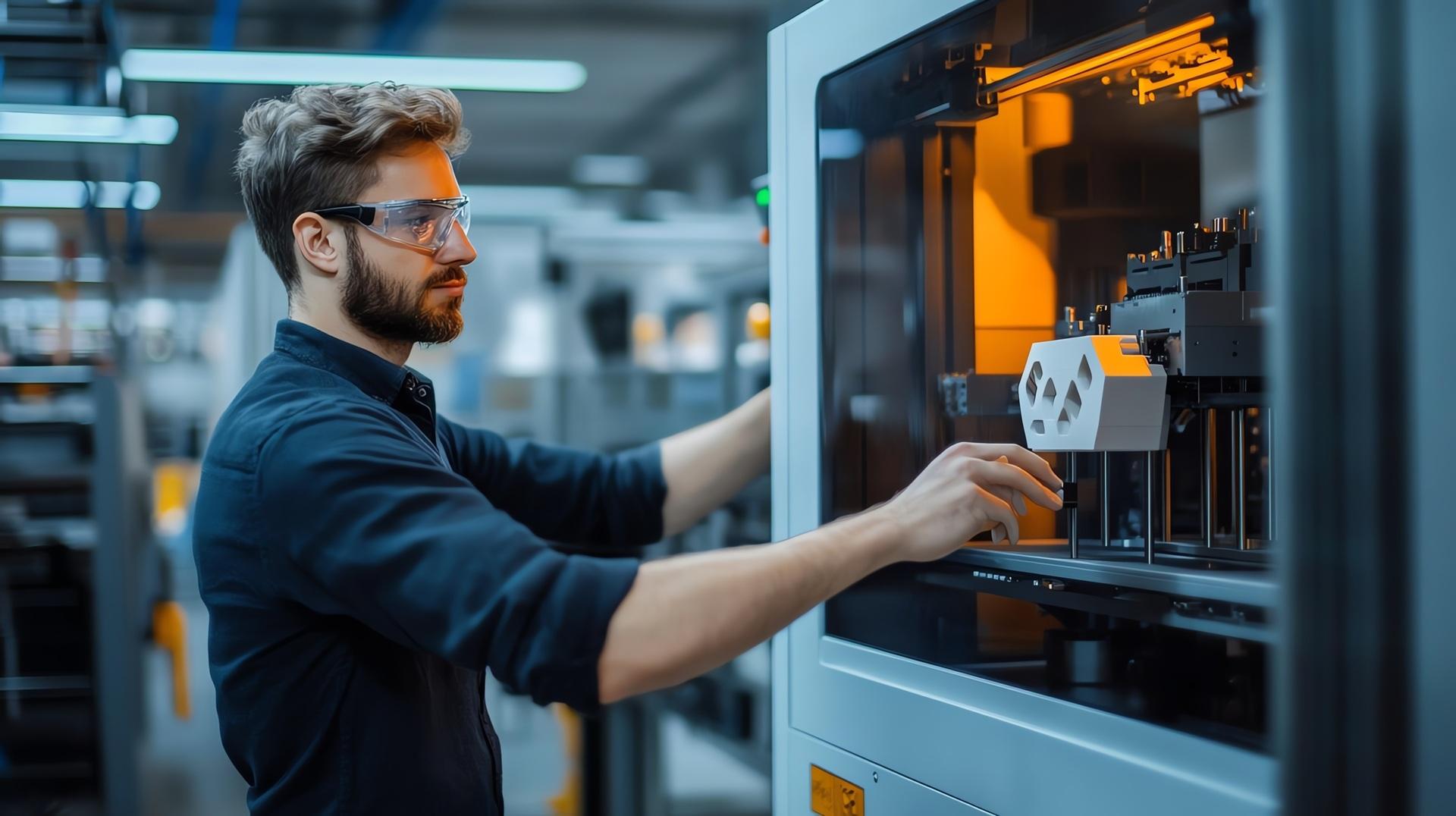 Techniker bedient moderne Industriemaschine im Werk | temperaturbeständiger Schlauch